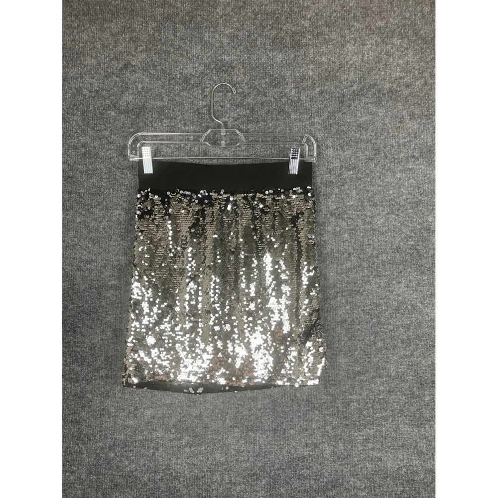 Ciel de lune Sequin Mini Skirt Women Small Silver Black Excellent Ombre Party